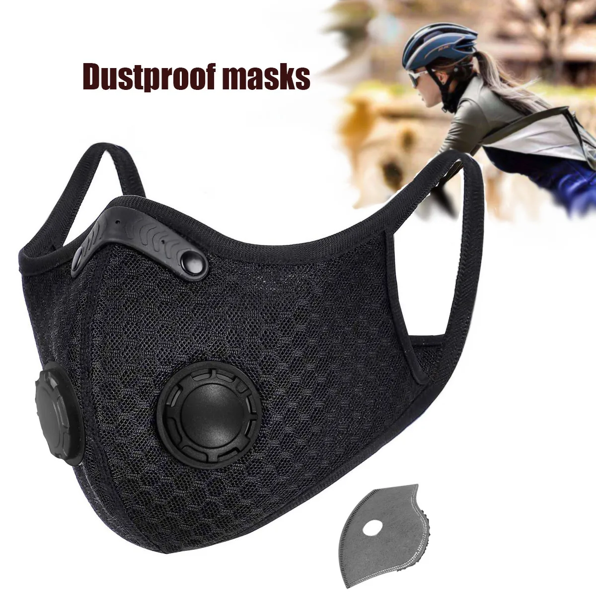 

Activated Bamboo Carbon Breathable Face Mask Anti Dust Smoke PM2.5 Prevent Bad Smell WindProof Outdoor Neoprene Mouth Mask black