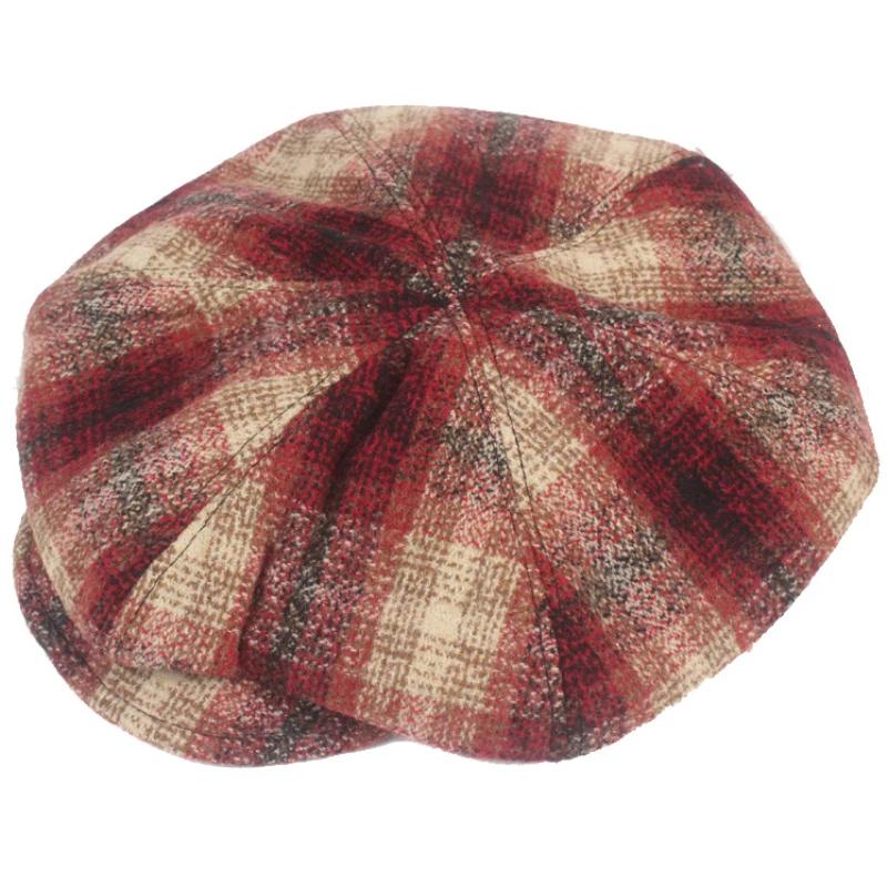 red beret hat men HT3974 Beret Men Women Cap Vintage Autumn Winter Hats for Men Women Plaid Octagonal Newsboy Flat Beret Cap Male Female Beret Hat mens hats beret