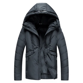 

New Fashion Winter Parka Male Warm Windproof Hooded Collar Solid Color Outwear Quality Thick Jacket Men Coats The Mens Clothes