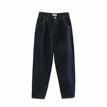 

9 colors fashion solid loose jeans women autumn long trousers pockets zipper streetwear casual female pants free shipping