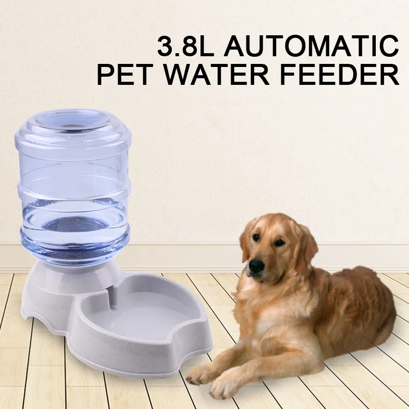 

3.8L Pet Automatic Feeder Dog Cat Water Drinking Puppy Kitten Feeding Large Capacity Food Dispenser Fountain Bottle Drinker Bowl