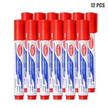 

12pcs/box Erasable Marker Smooth Writing Large Capacity Whiteboard Pen Teaching Office School Drawing Liquid Chalk Stationery