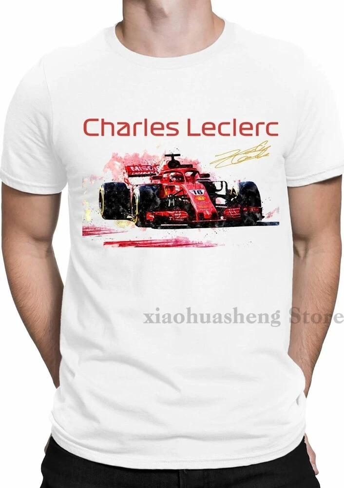 Charles Leclerc, гоночная машина, Мужская футболка, хлопок, Мужская футболка, женские топы, футболка с круглым вырезом и коротким рукавом, Забавные футболки
