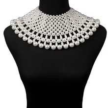 Ручная работа, Массивный воротник из бисера, подвеска из египетского искусственного жемчуга, ожерелье, женское платье, массивная цепочка, колье, аксессуары C6UD