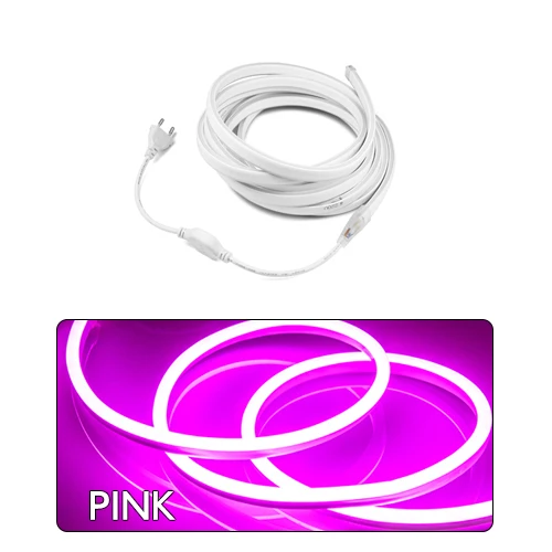 Pink Светодиодный неоновый свет полосы 220 В Фея неоновая веревка свет открытый Рождественский праздник, фестиваль украшения неоновая вывеска с вилкой ЕС питания - Испускаемый цвет: Pink