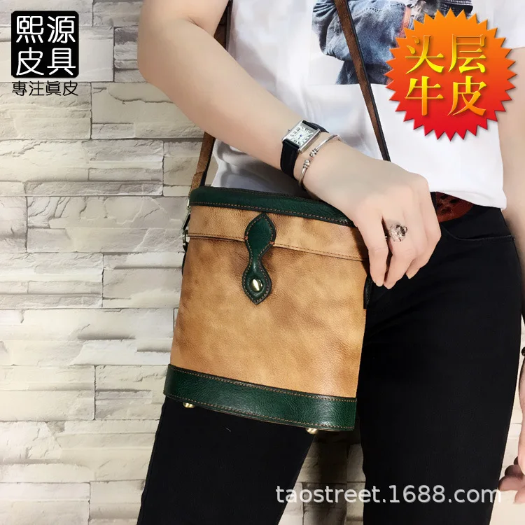 

2019 New Style Origional Hand-rub Color WOMEN'S Bag Genuine Leather Full-grain Leather Casual Hard Stereotypes Small Single-shou