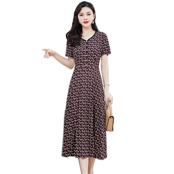 

12 color Printed long Dress women summer New V Neck Pleated Plus Size Dress Flower Boho Vintage Dress Vestidos 5XL