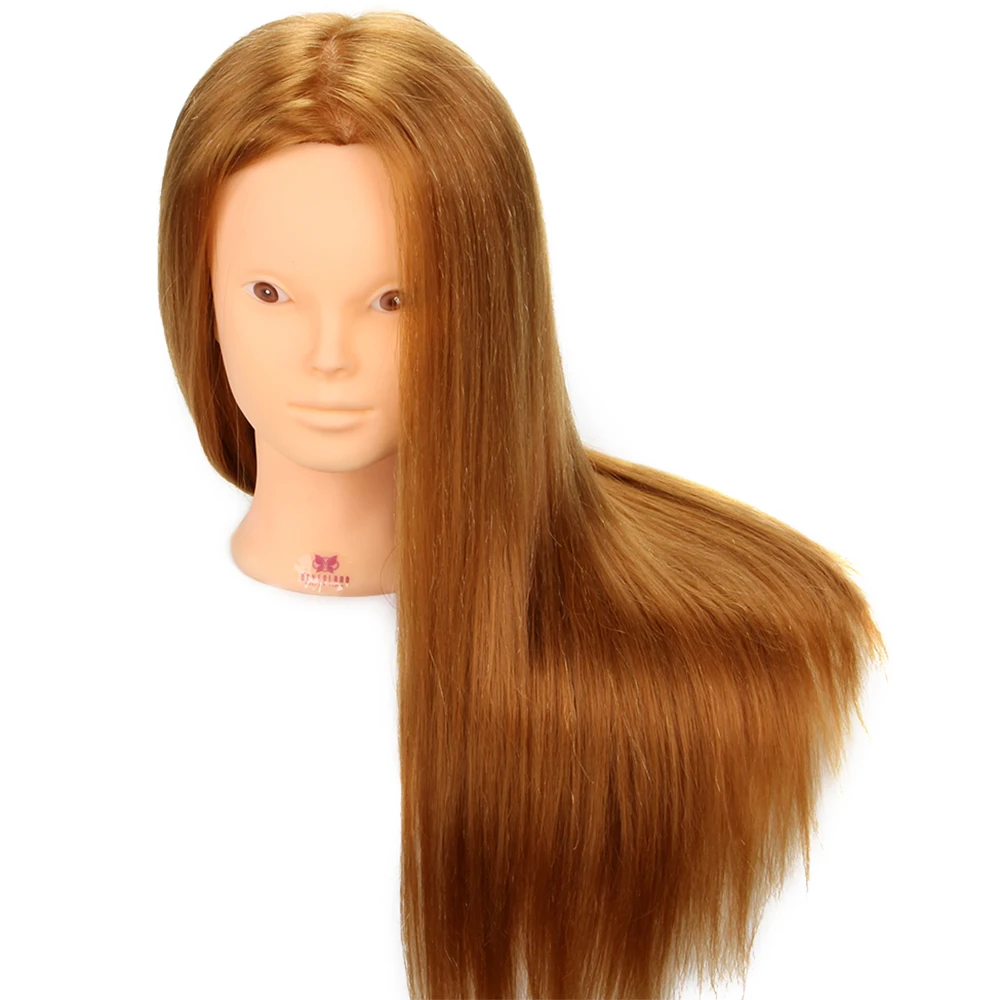 

22'' 80% Real Hair Hairdressing Training Head Mannequin Head With Professional Styling Wig Head With Stand Makeup Hair Cut Curly