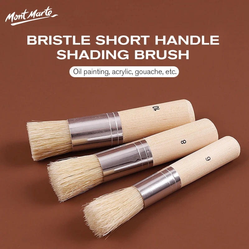 

3Pcs/set Short Oil Paint Brushes Bristle Oil Acrylic Gouache Art Wall Painting brushes Lint-free Shading Brushes Art Supplies