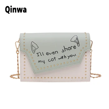 

Brand female bag 2020 new ladies chain small square bag designer ladies letter pattern shoulder messenger bag rivet bag main