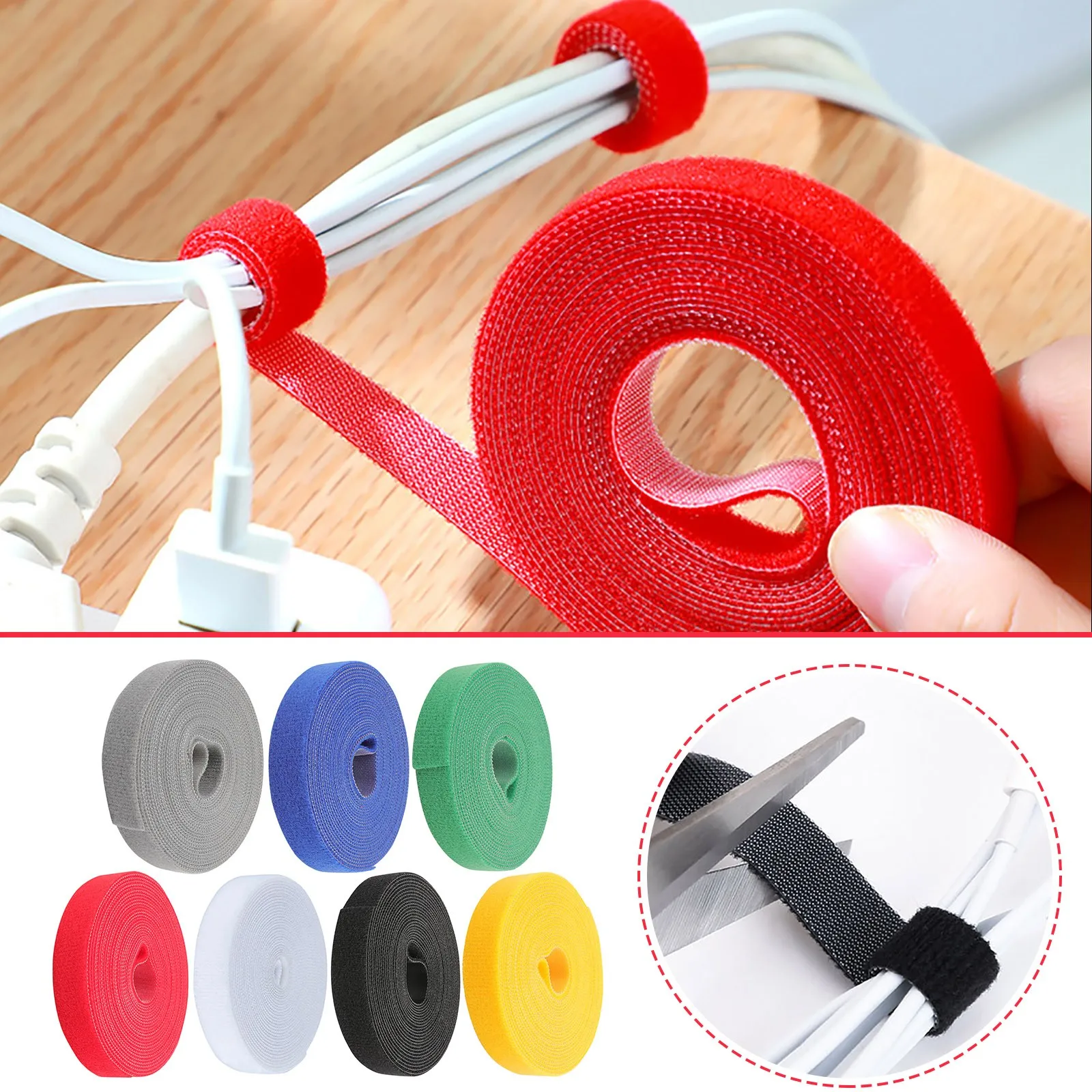 5M/Roll Velcro Strips with Adhesive Fastener Tape Cable Ties Reusable  Double Side Hook Loop Cable Tie Wires Management Straps - AliExpress