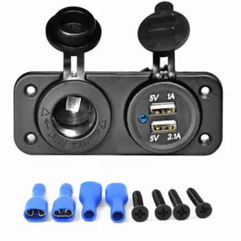 

12V Dual USB Car Charger Cigarette Lighter Socket Splitter Charger Power Adapter Outlet Truck Cigarette Lighter Refit Accessory