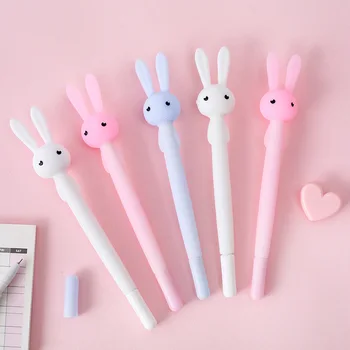 

3pcs Cute Funny Rabbit Pen Ballpoint Black Gel Ink Pens 0.5mm Writing Silicone Flexible Stationery School Child Kids Gifts H6947
