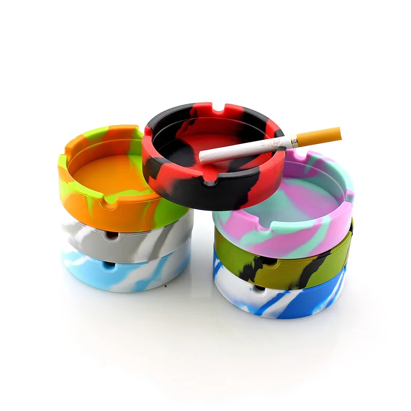 

Silicone Soft Round Ashtray Ash Tray Holder PLuminous Portable Anti-scalding Cigarette Holder Multicolor Eco-Friendly