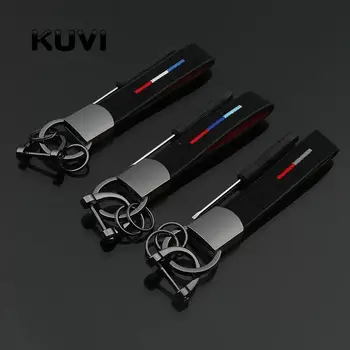 

Hand Woven Leather Horseshoe Buckle Car Keychain Keyring Retro Auto Car Key Rings Holder For Audi BMW Benz Mazda Toyota Renault