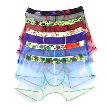 

Men Mesh Underwear Boxers Sexy Boxers Shorts Mens Mesh Boxers Breathable Cueca Transparent Homem Sexy Panties