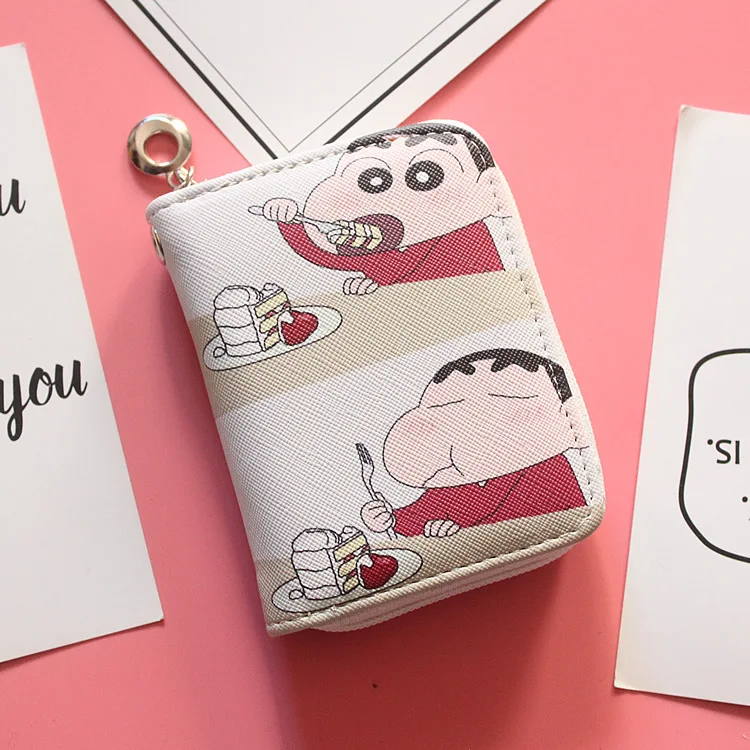 Crayon Shin-chan кошелек кожаный Многофункциональный кредитный держатель для карт кошельки детское Портмоне Высокое качество клатч короткий кошелек - Цвет: Бежевый