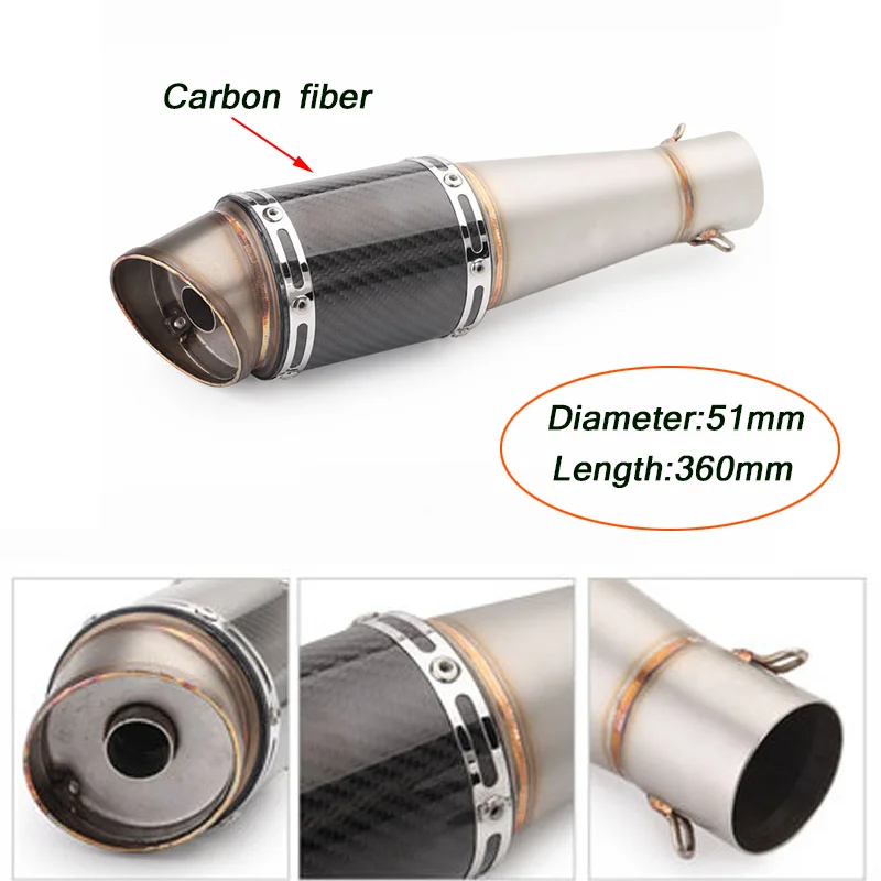

51mm Headed Silencer System with DB Killer Escape 38-51mm Motorcycle Exhaust Muffler Pipe