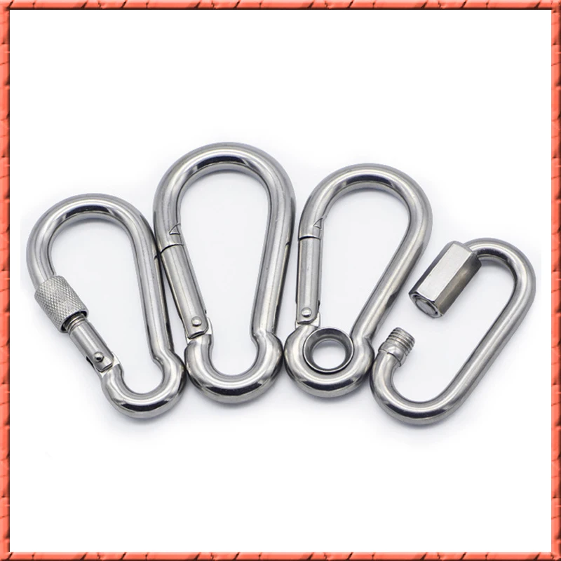 

10pcs/lot Stainless steel m4/5/6/8-m13 carabiner quick hanging elastic buckle connection hook spring hook insurance buckle chain