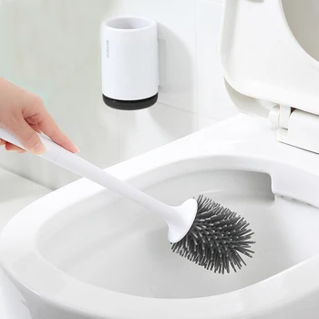 

Toilet Brush and Holder Quick Drain Cleaning Brush Tools for Toilet Household WC Bathroom Accessories Sets hung on the wall