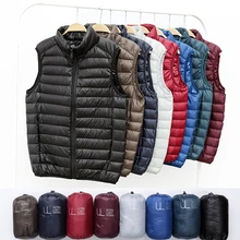 Men New Sleeveless Jacket Winter Ultralight White Duck Down Vest Jacket Casual Portable Waistcoat Male Stand Collar Warm Coat