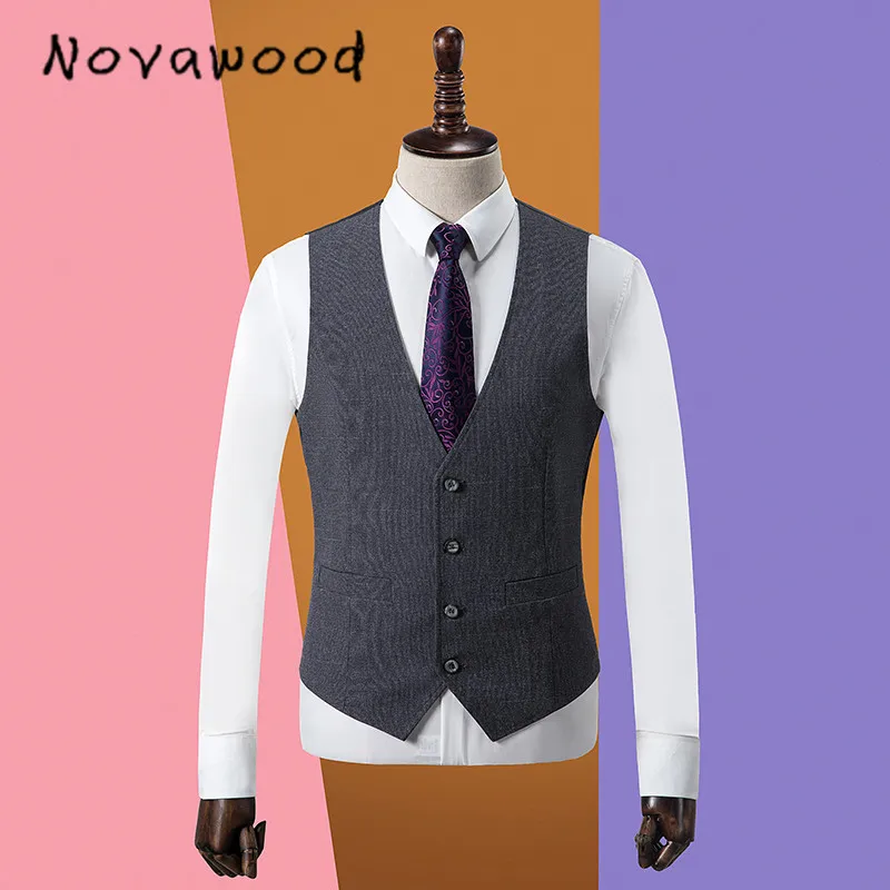 Novawwood серый мужской костюм, приталенный мужской костюм из трех предметов, смокинг, деловые мужские свадебные костюмы