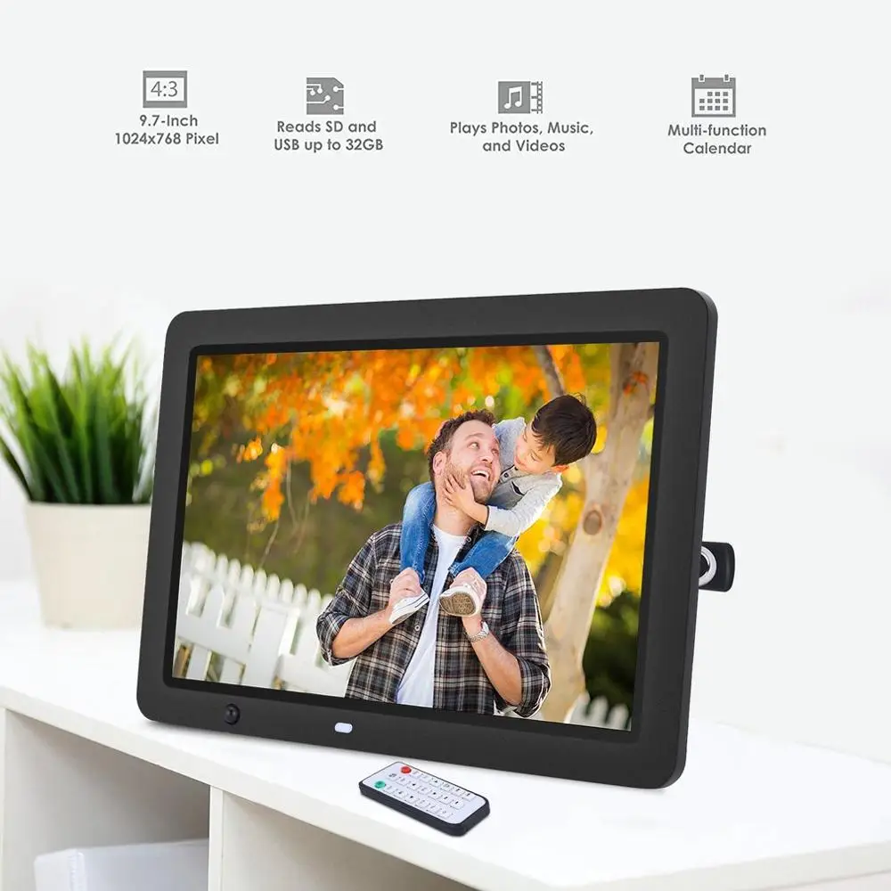  12 inch HD Digital Photo Frame Motion Sensor & 8GB Memory LED Picture Frame with Wireless Remote Co
