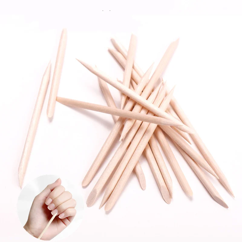 Cuticle Pushers Wooden Double Sided Pusher Remover Design Orange Wood