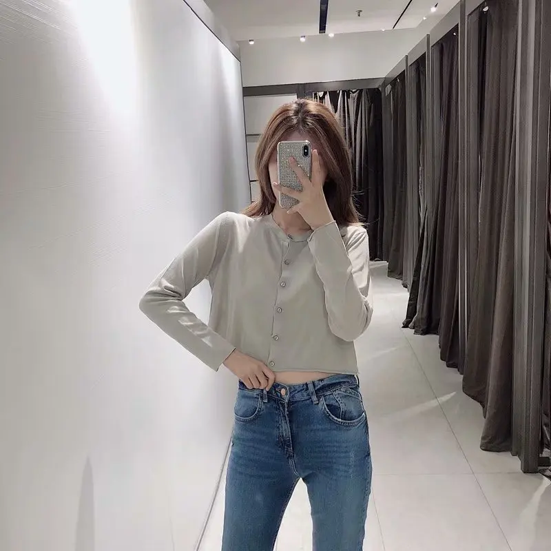

Overplus of Goods Exported to Europe And US Women's Crew Neck Cardigan Long Sleeve 2019 Autumn And Winter New Products Loose-Fit