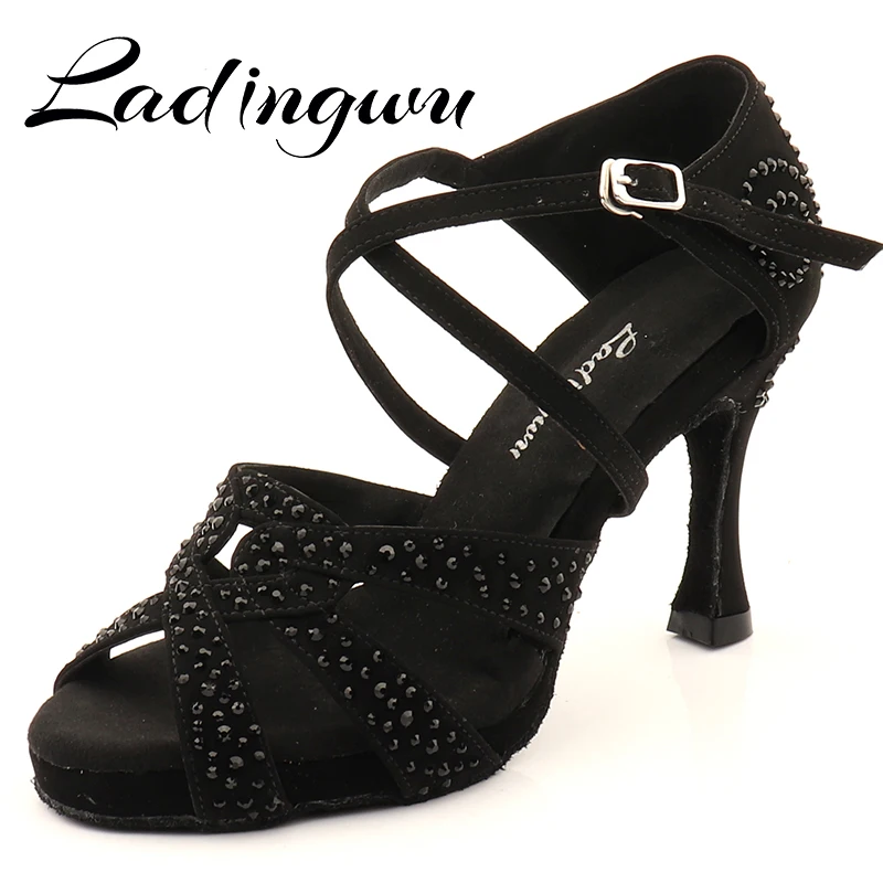 Black Rhinestone Latin Dance Shoes, dance shoes