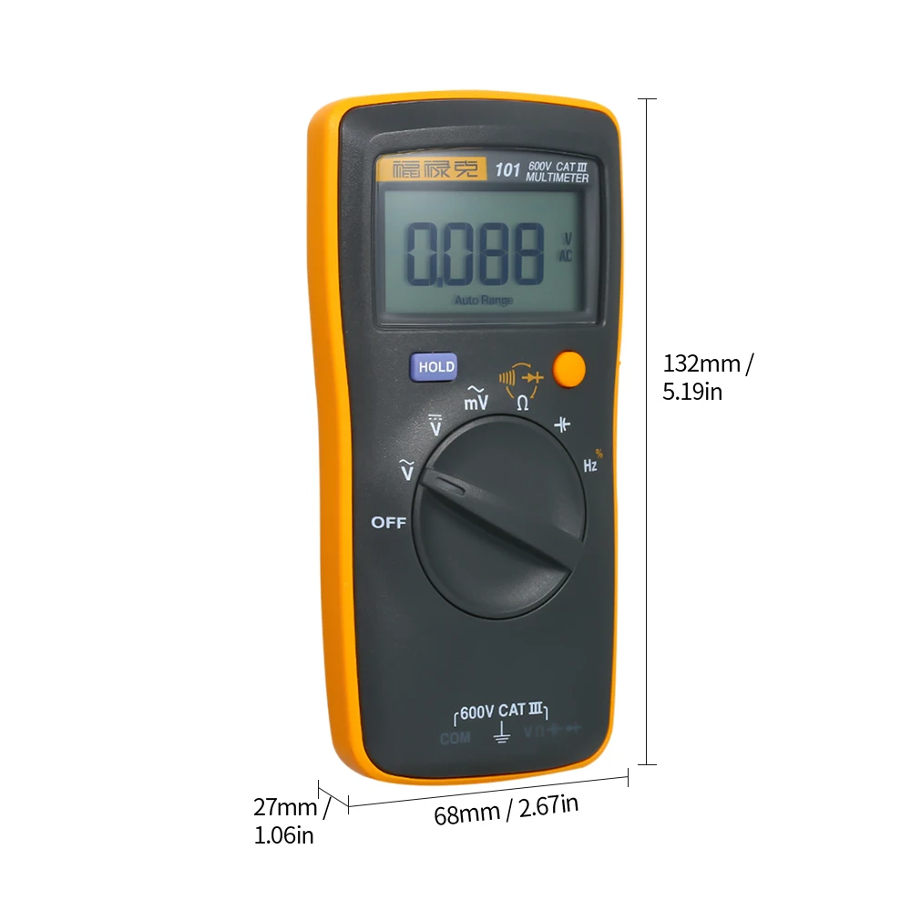 FLUKE F101 мини-мультиметр размером с ладонь портативный цифровой мультиметр Профессиональный портативный вольтметр 600 в 6000 отсчетов измеритель напряжения