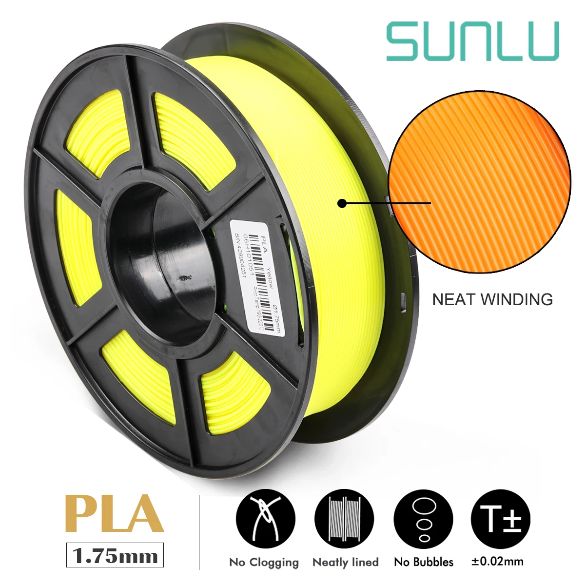 

SUNLU Orderly Winding PLA Filament 1.75MM 1kg Accuracy Dimmension +/-0.02MM No Tangle Printing Material For 3D Printer