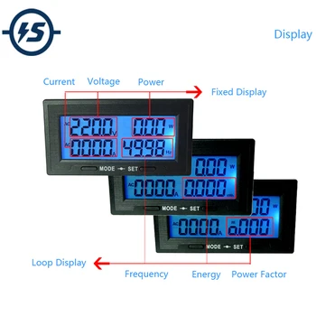 

Voltmeter Ammeter Power Meter Frequency Tester Electric Energy LCD Display Multi-function 6 IN 1 20A 110V 220V 500V