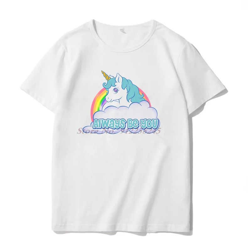 Rainbow Unicorn Always Be You Cool T shirt Oversized T shirts Tops Tee shirts graphic t shirts Harajuku Men clothing