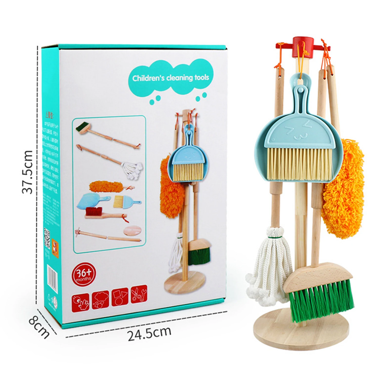 Wooden Mini Kitchen Home Cleaning Tool Pretend Furniture Play Toddler Toy Girl Kid Floor Brush Broom Housekeeping Children toys 4