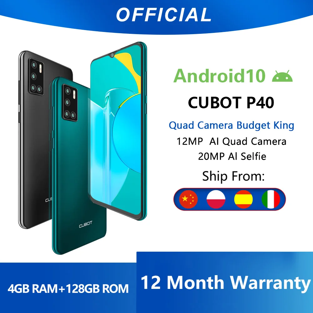 Cubot P40 Achter Quad Camera 20MP Selfie Smartphone Nfc 4 Gb + 128 Gb 6.2 Inch 4200 Mah Android 10 dual Sim-kaart Mobiele Telefoon 4G Lte Cubot P40 Achter Quad Camera 20MP Selfie Smartphone Nfc 4 Gb + 128 Gb 6.2 Inch 4200 Mah Android 10 dual Sim-kaart Mobiele Telefoon 4G Lte