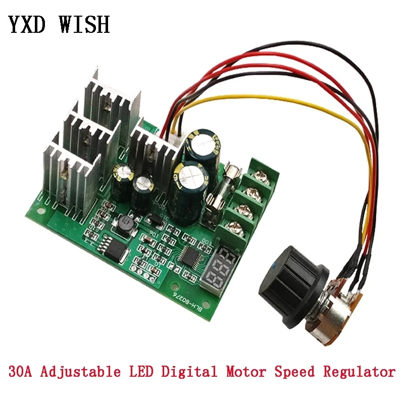 DC 10-60V DC Motor Speed Regulator 12V 24V 36V 48V High Power Drive Module Motor Speed Controller PWM Current Regulator 20A 30A dc motor speed controller