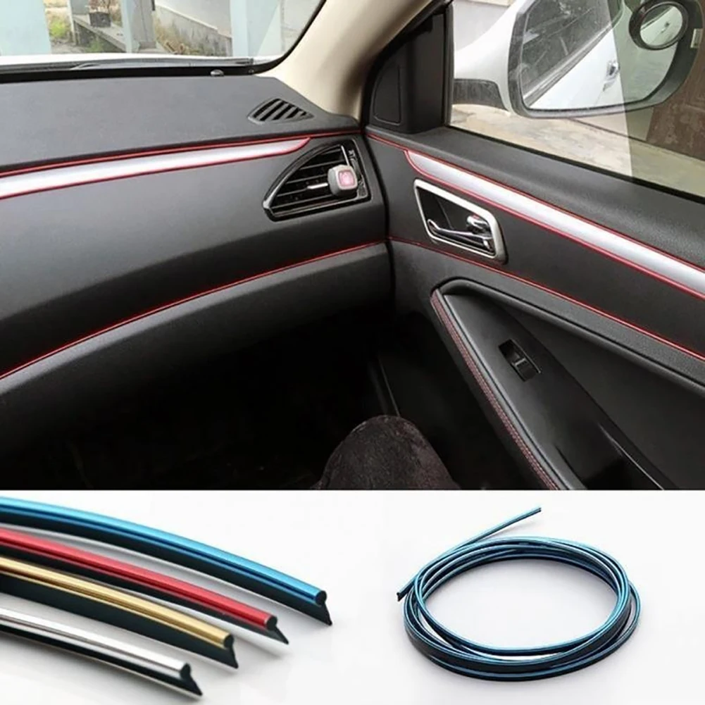 5M DIY Strip Car Interior Molding Door Line Air Vent Panel Styling Tape Decor Car Door Protector Strip Guard Edge Strips Sticker