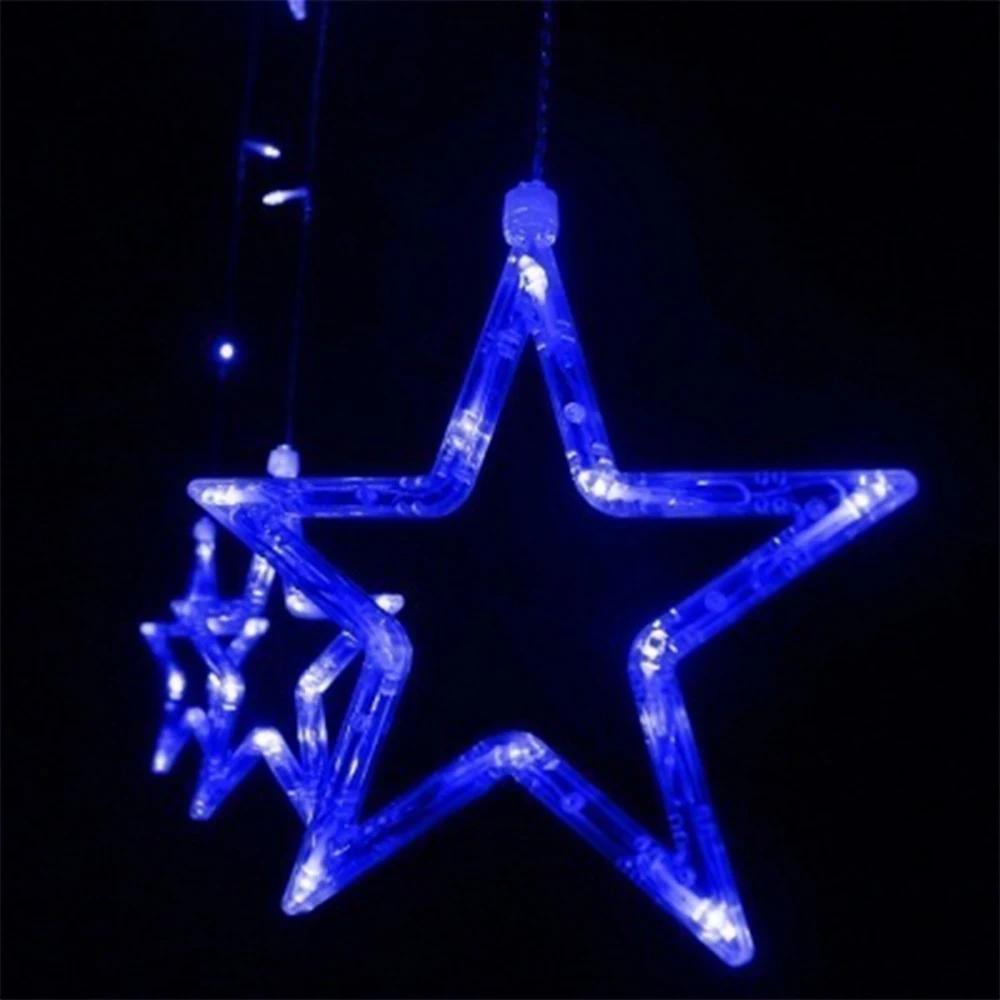 Романтическая сказочная гирлянда 8 режимов Свадебный неоновый фонарь наружная Луна Звезда 220 В 2,5 м вечерние украшения занавеска лампа фестиваль