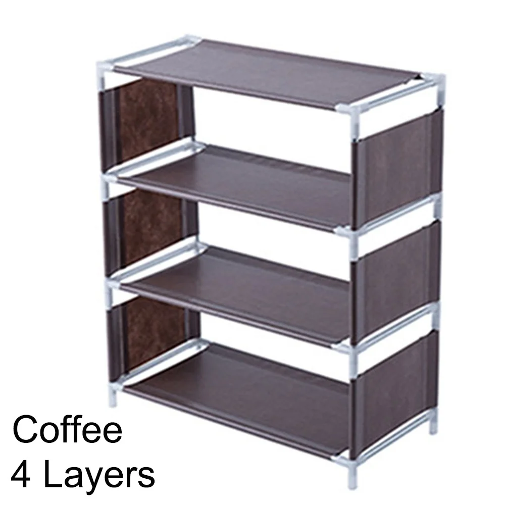 4 layer coffee Стеллаж для обуви, многофункциональная полка для обуви, простой органайзер для прихожей, стойки для хранения, полки для обуви - Цвет: 4 layer coffee