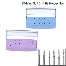 18 отверстий дизайн ногтей дрель Шлифовальная головка держатель бит дисплей контейнер для хранения коробка стенд дисплей стойки Маникюрный Инструмент