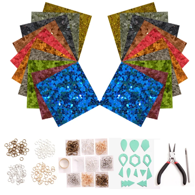 

Sequins Faux Leather Earrings Accessories Shining Material Set For DIY Handmade Earings Making Components Jewelry Collection