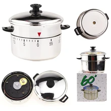 

Kitchen Timer Pot Shape Gadgets 60 Minutes Mechanical Timer Countdown Alarm Reminder Cooking Reminders Tools
