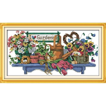 

Everlasting love I love gardening Chinese cross stitch kits Ecological cotton Fabric 11 CT DIY christmas decorations for home