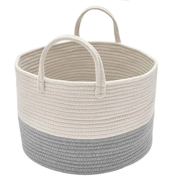 

Storage Baskets Cotton Rope Basket Woven Baby Laundry Basket Sofa Throws Pillows Towels Toys or Nursery Cotton Rope Organizer La