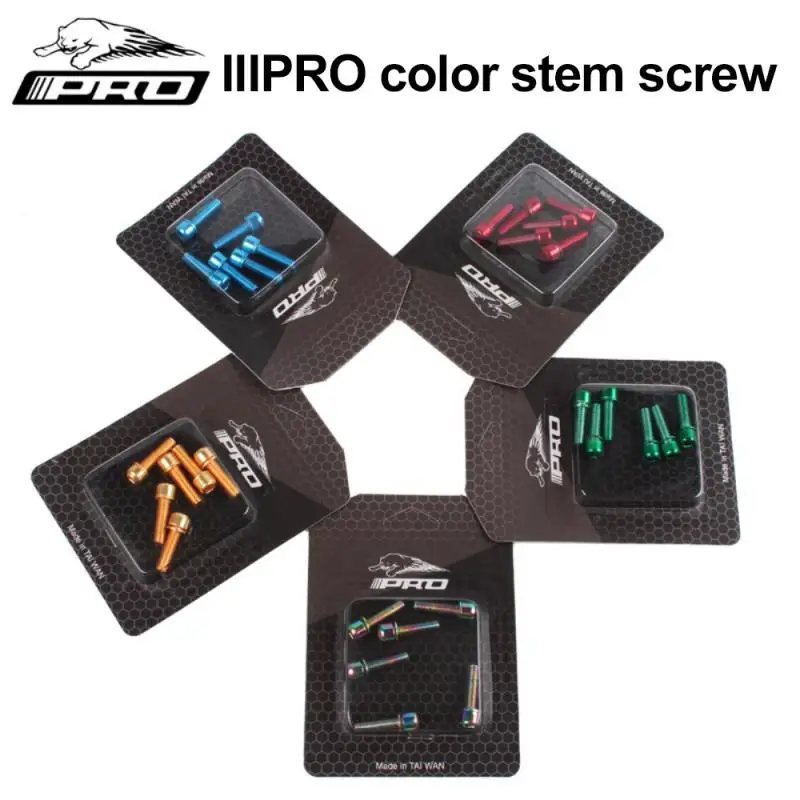 6pcs/set Handle Screws MTB Bicycle Handlebar Titanium-plated Stainless Steel Colorful M5*18MM Stem Riser | Спорт и развлечения