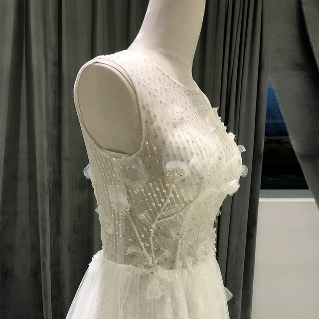 SL-8082 jurken zomer 2020 wedding dress sequin simple elegant boho beach cheap longue femme fluide pretty vestido novia civil 5