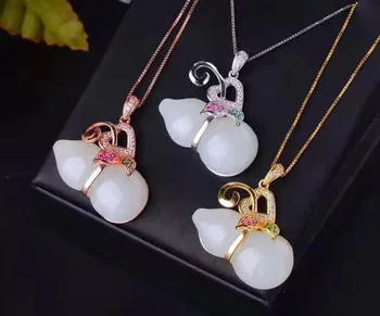 

Parcel S925 necklace pure natural and Tian Baiyu fashion water drop pendant, Seiko set three-color optional