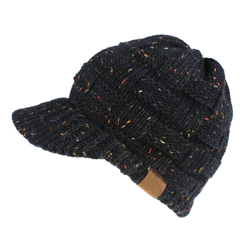 SZMALL новейшая популярная зимняя теплая вязаная женская шапка, одноцветная Толстая Шапка-бини для женщин