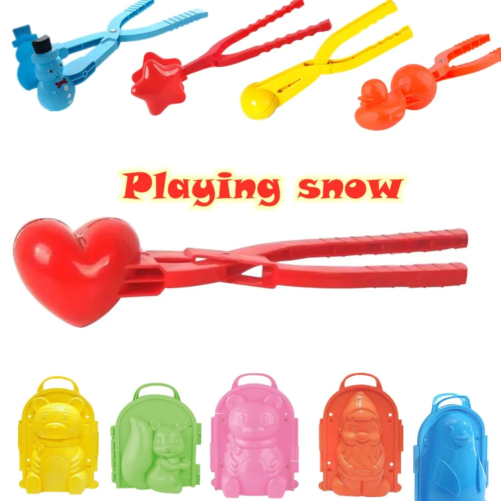 8cm corazón fabricante de bolas de nieve de plástico fabricante de bolas de nieve de los niños al aire libre arena bola de nieve molde juguetes lucha Clip juguete nieve herramienta